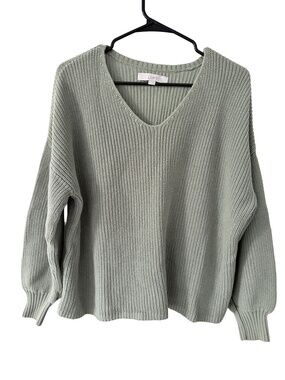 Loft v-neck ribbed sweater in a sage, size M